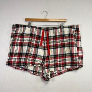 Old Navy Womens Plaid Pajama Sleep Shorts Lounge Cotton 3X Red Green Blue